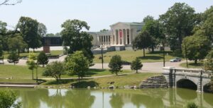 Albright-Knox Art Gallery overlooking the lake in Delaware Park