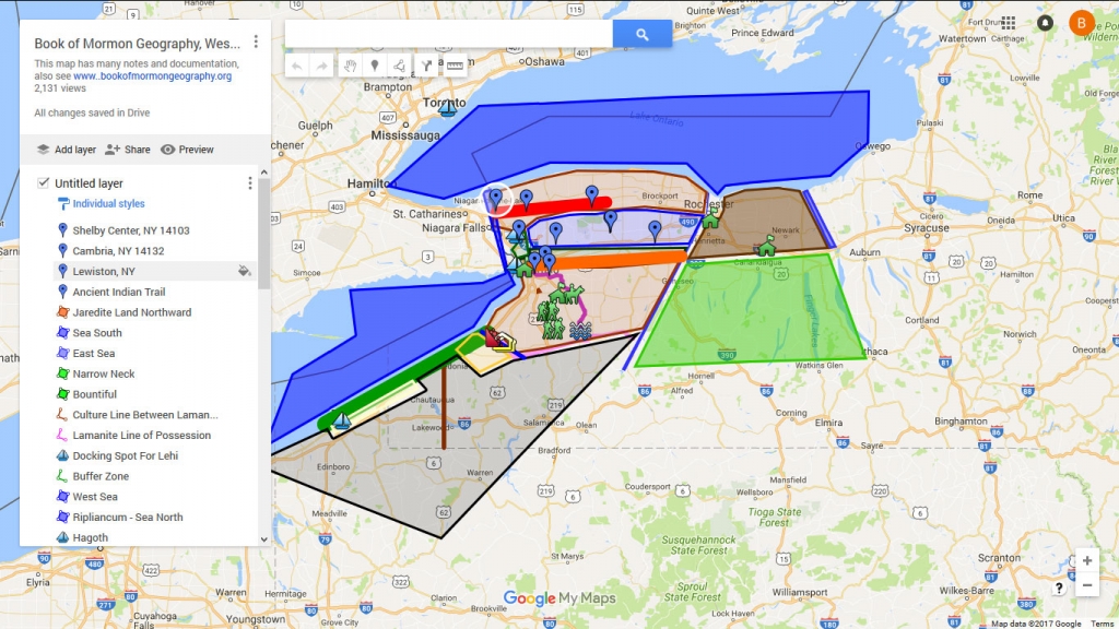 Interactive Google Map, Book of Mormon Geography Model: Western New York